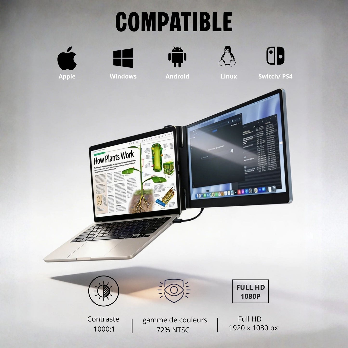Écran portable Xpand compatible Mac, Windows, Android et Linux
