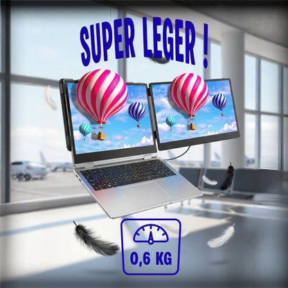 Écran portable Xpand pesant seulement 600 grammes sur une balance