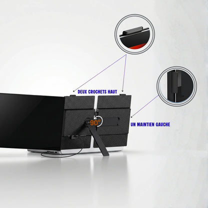 Écran portable Xpand de dos avec supports de maintien hauts et gauches
