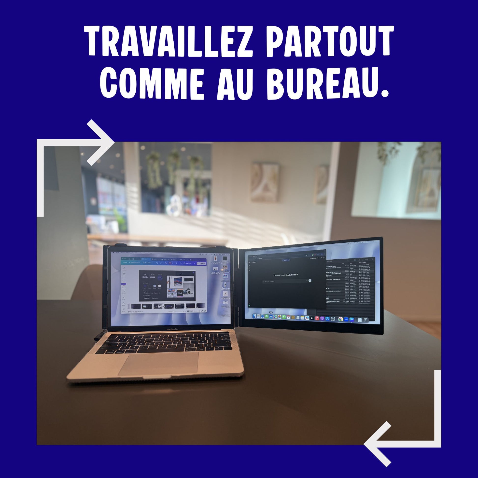 Double écran portable Xpand dans un café
